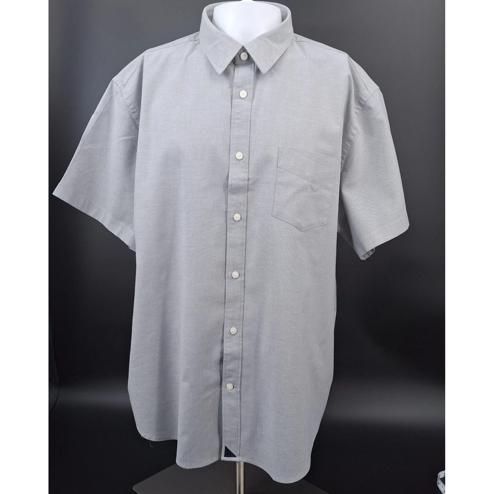 UNTUCKit Button Down Shirt Men 3XL Gray Short Sleeve Cotton Solid Casual